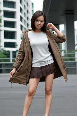 Singaporean adult female with  brown hair