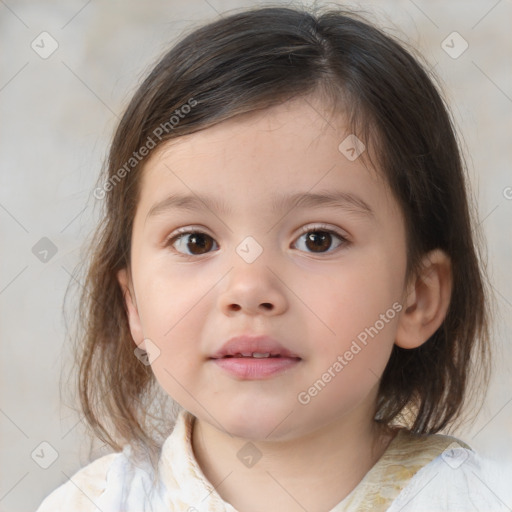 Neutral white child female with medium  brown hair and brown eyes