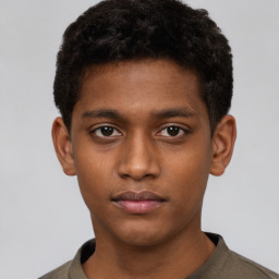 Neutral black young-adult male with short  brown hair and brown eyes