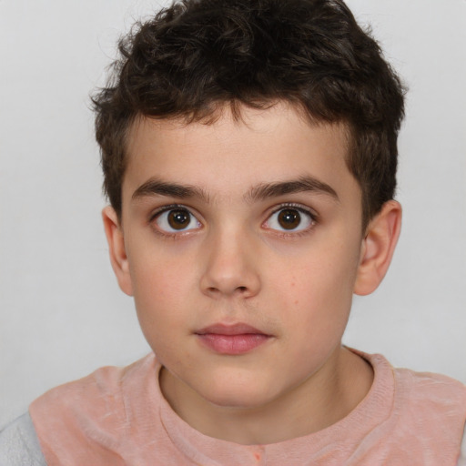 Neutral white child male with short  brown hair and brown eyes