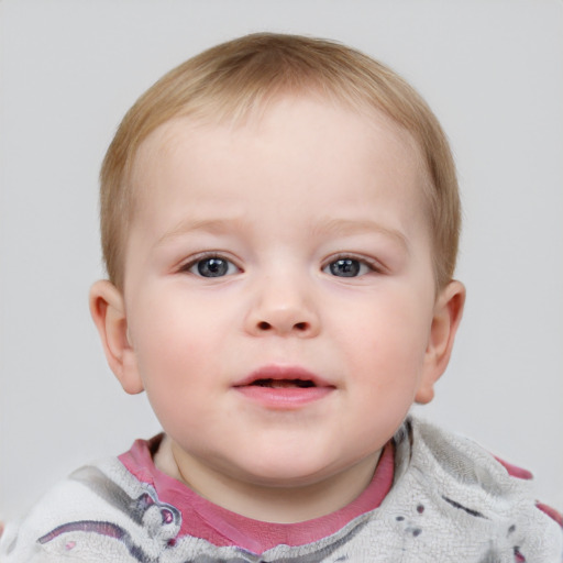 Neutral white child male with short  brown hair and blue eyes