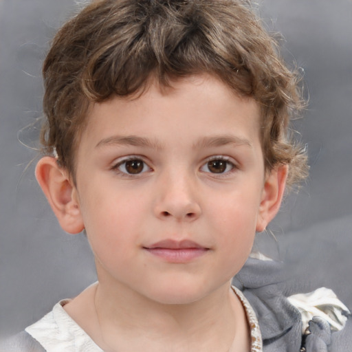 Neutral white child male with short  brown hair and brown eyes