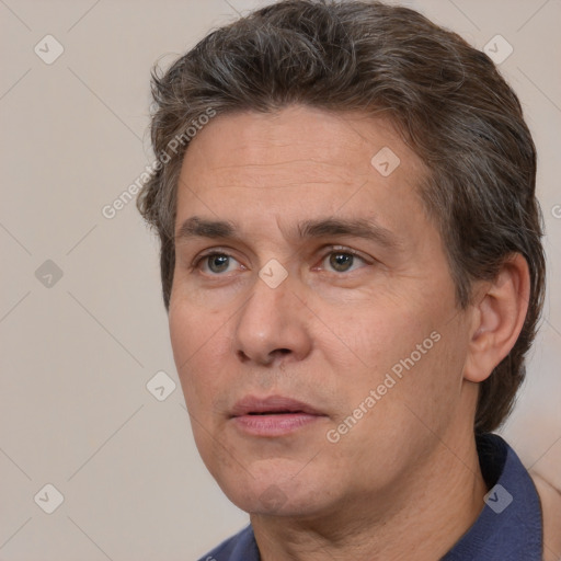 Neutral white adult male with short  brown hair and brown eyes