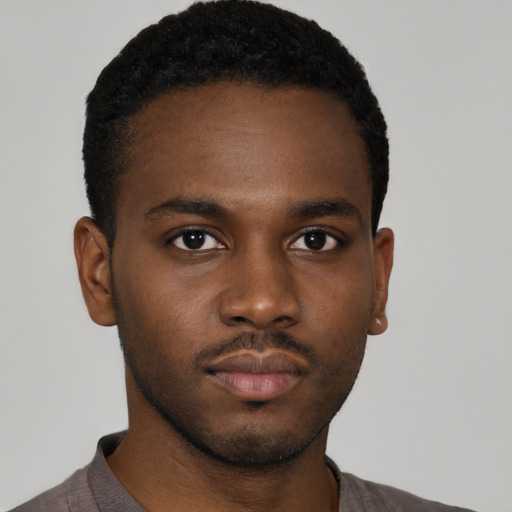 Neutral black young-adult male with short  brown hair and brown eyes