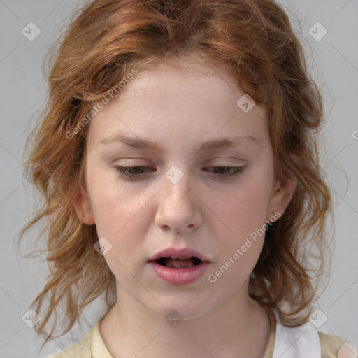 Neutral white child female with medium  brown hair and brown eyes