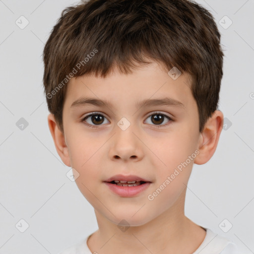 Neutral white child male with short  brown hair and brown eyes