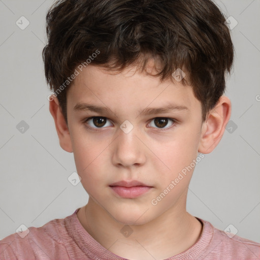 Neutral white child male with short  brown hair and brown eyes