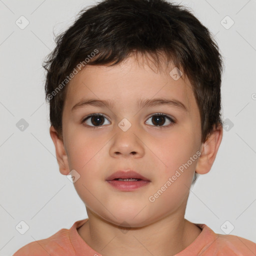 Neutral white child male with short  brown hair and brown eyes