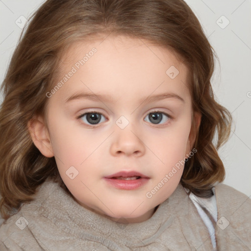 Neutral white child female with medium  brown hair and brown eyes