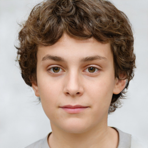 Neutral white child male with short  brown hair and brown eyes