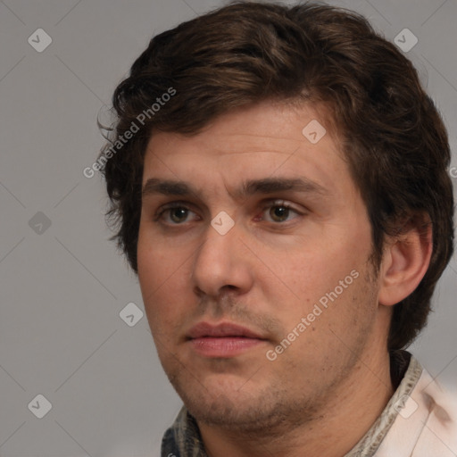 Neutral white adult male with short  brown hair and brown eyes