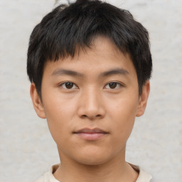 Neutral asian young-adult male with short  brown hair and brown eyes