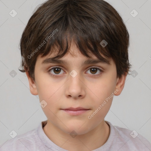 Neutral white child male with short  brown hair and brown eyes