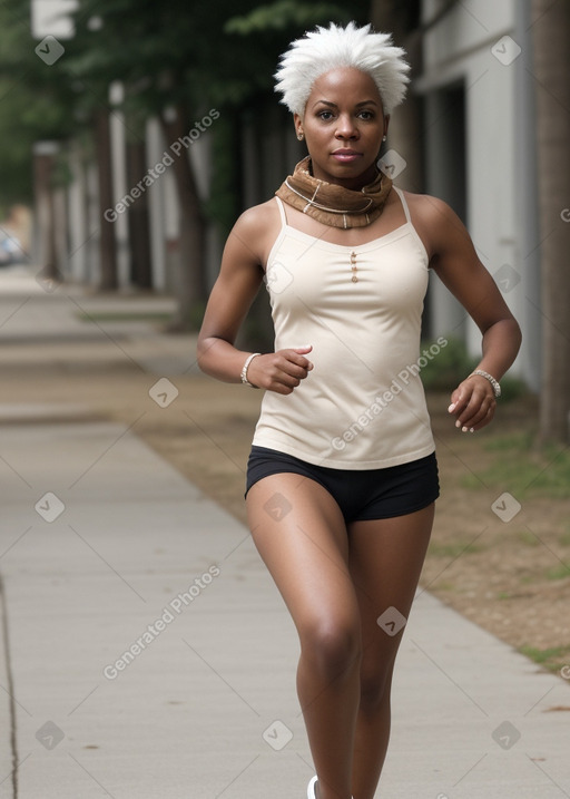 African american adult female with  white hair