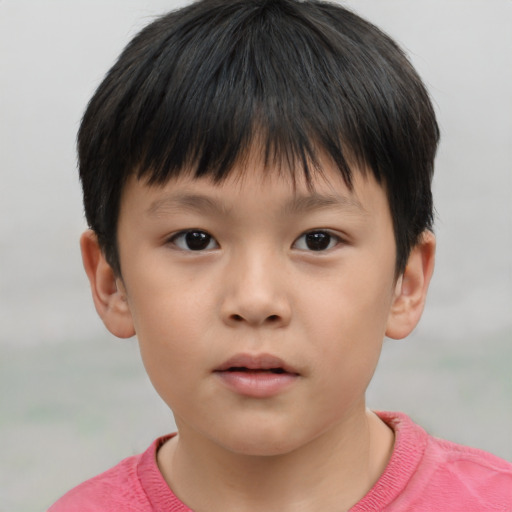 Neutral asian child male with short  brown hair and brown eyes