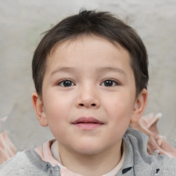 Neutral white child female with short  brown hair and brown eyes