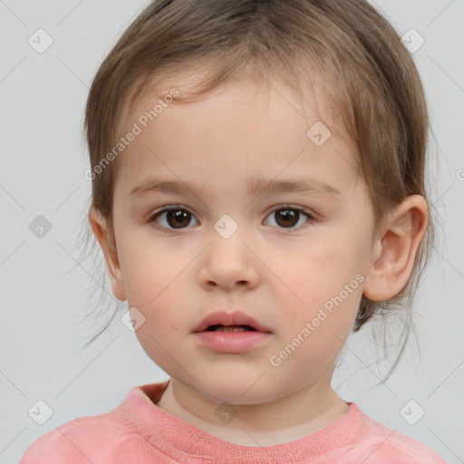 Neutral white child female with medium  brown hair and brown eyes