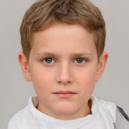 Neutral white child male with short  brown hair and brown eyes