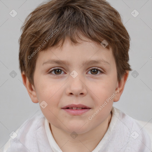 Neutral white child male with short  brown hair and brown eyes