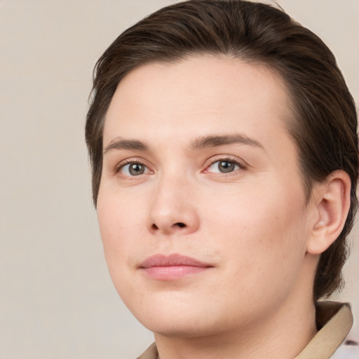 Neutral white young-adult male with medium  brown hair and brown eyes