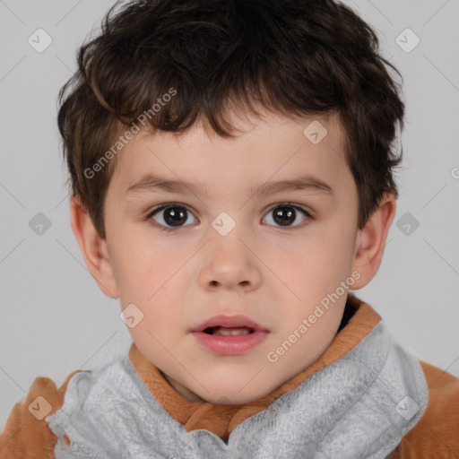 Neutral white child male with short  brown hair and brown eyes