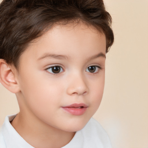 Neutral white child female with short  brown hair and brown eyes