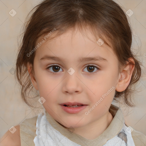 Neutral white child female with medium  brown hair and brown eyes