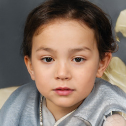 Neutral white child female with short  brown hair and brown eyes