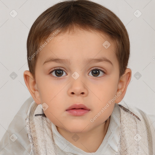 Neutral white child male with short  brown hair and brown eyes