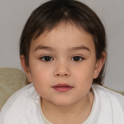 Neutral white child female with medium  brown hair and brown eyes