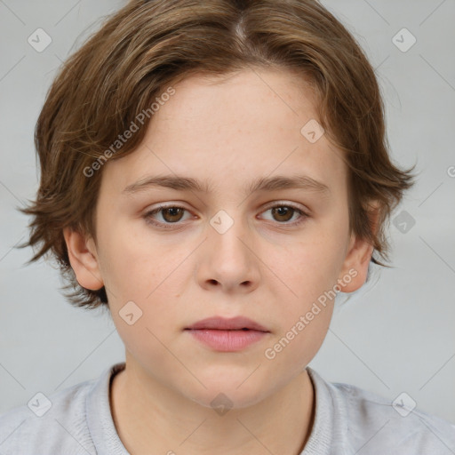 Neutral white child female with medium  brown hair and brown eyes