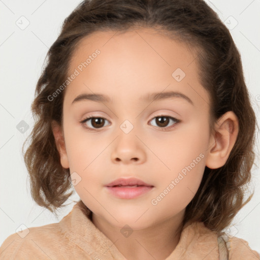 Neutral white child female with medium  brown hair and brown eyes