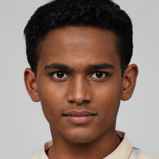 Neutral latino young-adult male with short  brown hair and brown eyes
