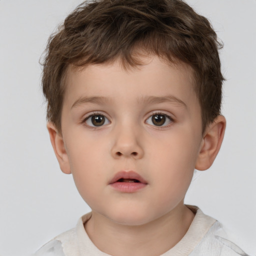 Neutral white child male with short  brown hair and brown eyes