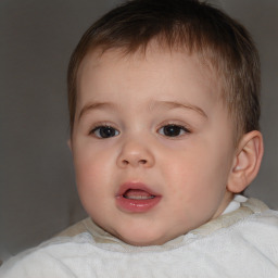 Joyful white child male with short  brown hair and brown eyes