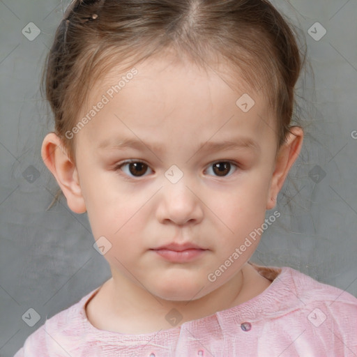 Neutral white child female with short  brown hair and brown eyes