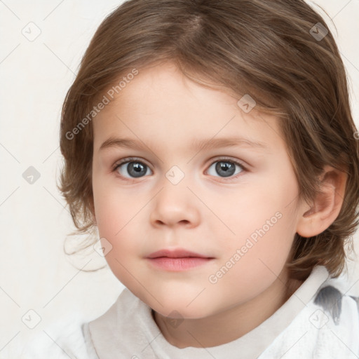 Neutral white child female with medium  brown hair and brown eyes