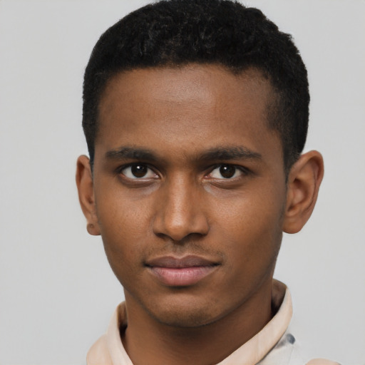 Neutral latino young-adult male with short  brown hair and brown eyes