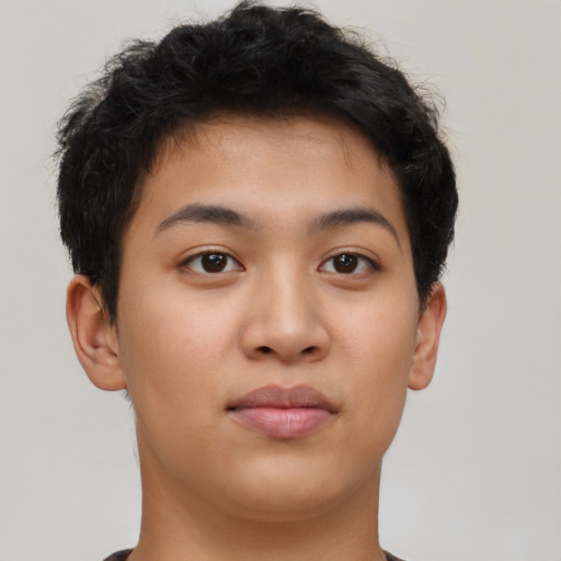 Neutral latino young-adult male with short  brown hair and brown eyes