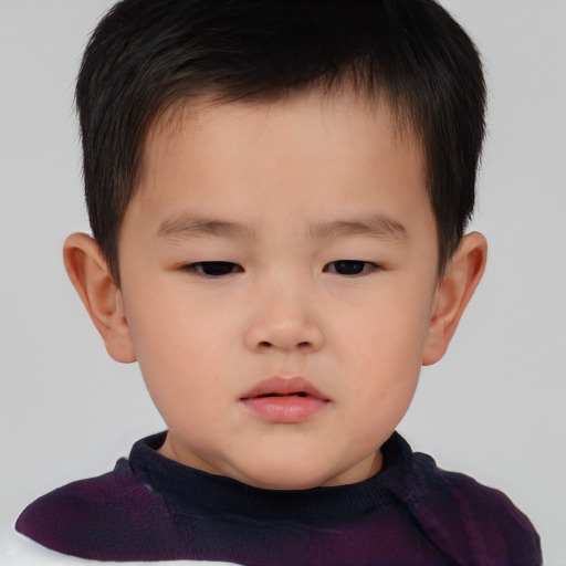 Neutral asian child male with short  brown hair and brown eyes