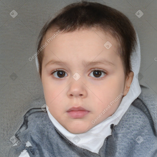 Neutral white child female with short  brown hair and brown eyes