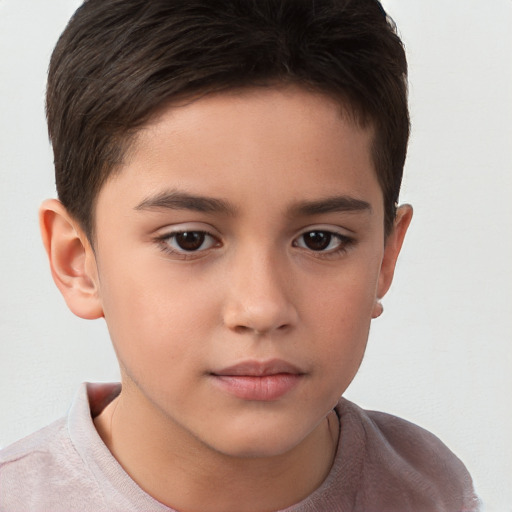 Neutral white child male with short  brown hair and brown eyes