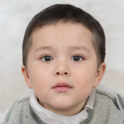 Neutral white child female with short  brown hair and brown eyes