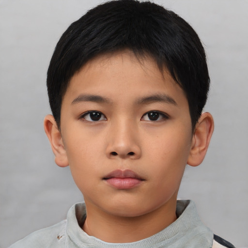 Neutral asian child female with short  brown hair and brown eyes