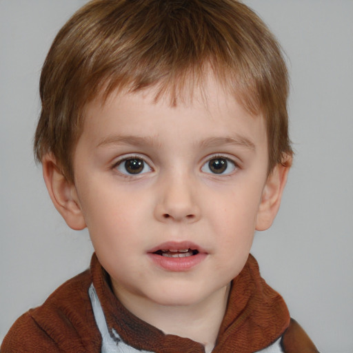 Neutral white child male with short  brown hair and brown eyes