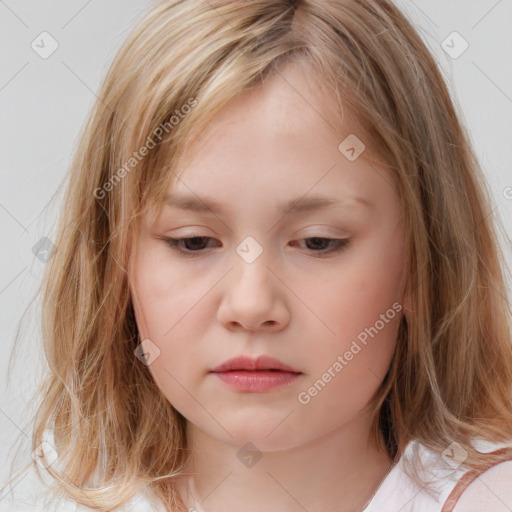 Neutral white child female with medium  brown hair and brown eyes