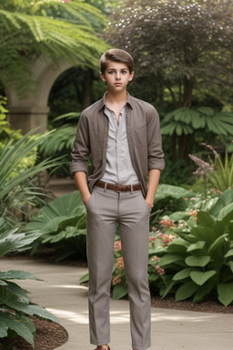 Spanish teenager boy with  brown hair