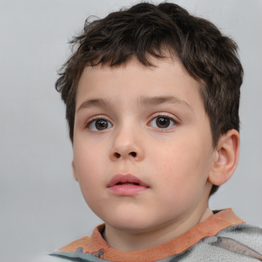 Neutral white child male with short  brown hair and brown eyes