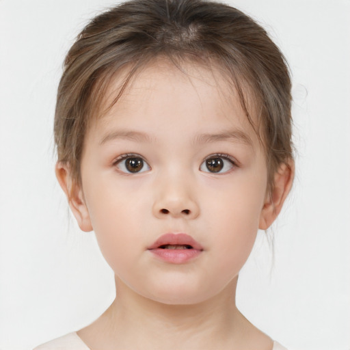 Neutral white child female with medium  brown hair and brown eyes