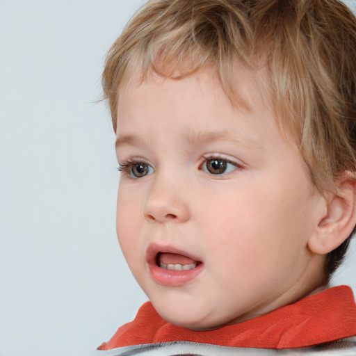 Neutral white child male with short  brown hair and brown eyes